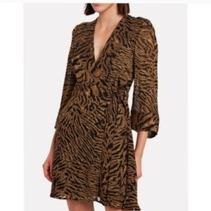 Ganni Tiger Print Mini Wrap Dress